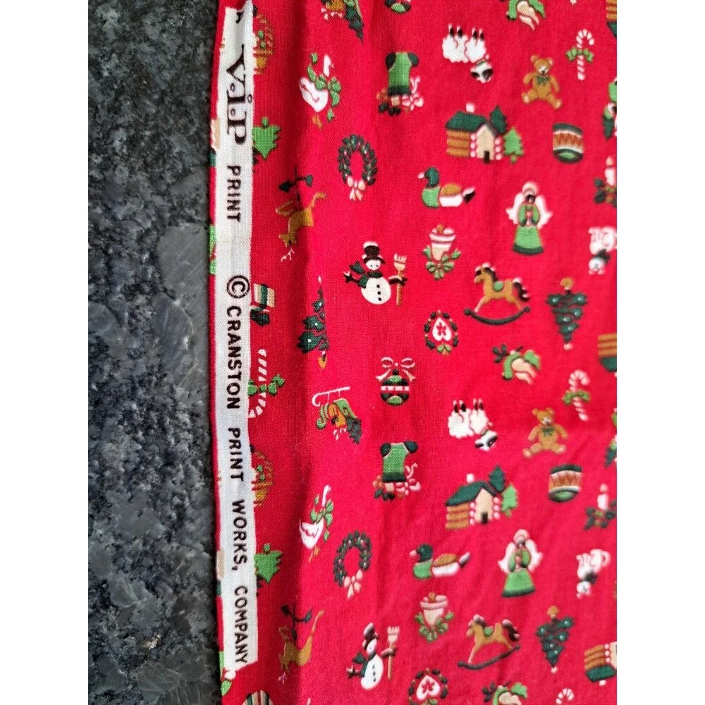 VTG VIP Cranston Print Works Cotton Christmas Fabric 4 Different Pieces FLAWS
